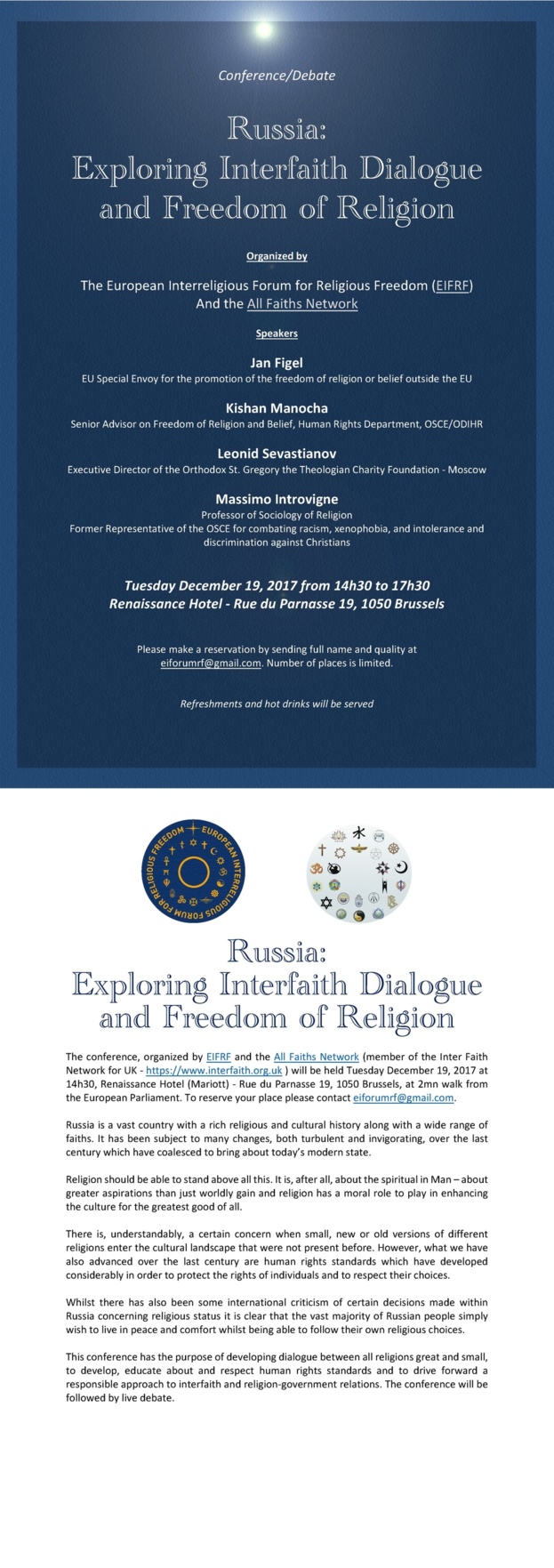 Russia:  Exploring Interfaith Dialogue  and Freedom of Religion - A conference and debate