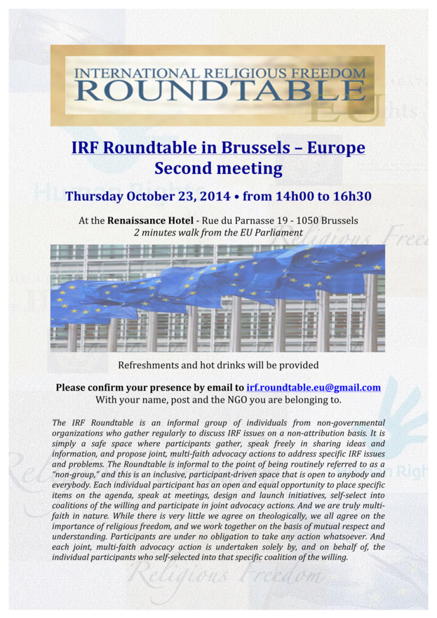 IRF Roundtable in Europe - Brussels - 23 october 2014 IRF Roundtable in Europe - Brussels - 23 october 2014