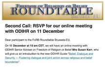 FoRB Roundtable's online meeting with ODIHR on 11 December FoRB Roundtable's online meeting with ODIHR on 11 December