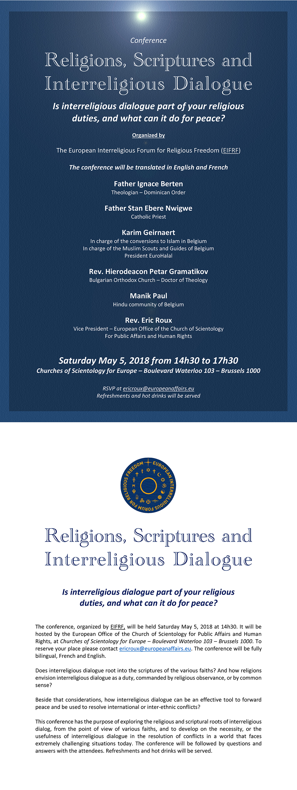Conference - Religions, Scriptures and Interreligious Dialogue Conference - Religions, Scriptures and Interreligious Dialogue