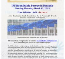 Next IRF Roundtable in Europe meeting - 12 March in Brussels